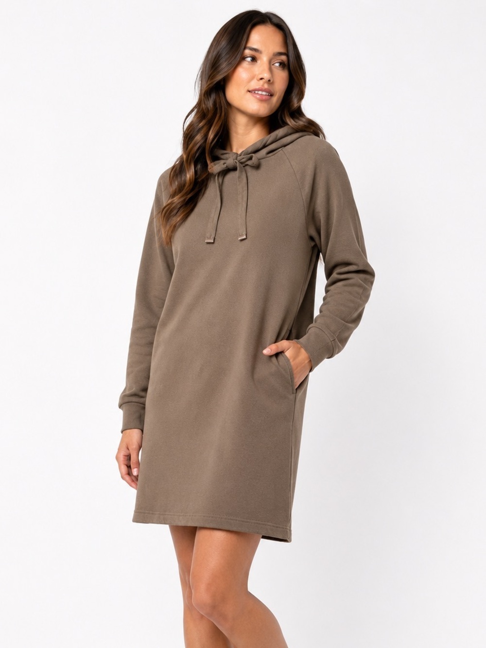 Almost Famous Hoodie Sweatshirt Dress XL Olive Fleece Lined Cozy Pockets